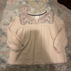 Women's Pink Embroidered Top